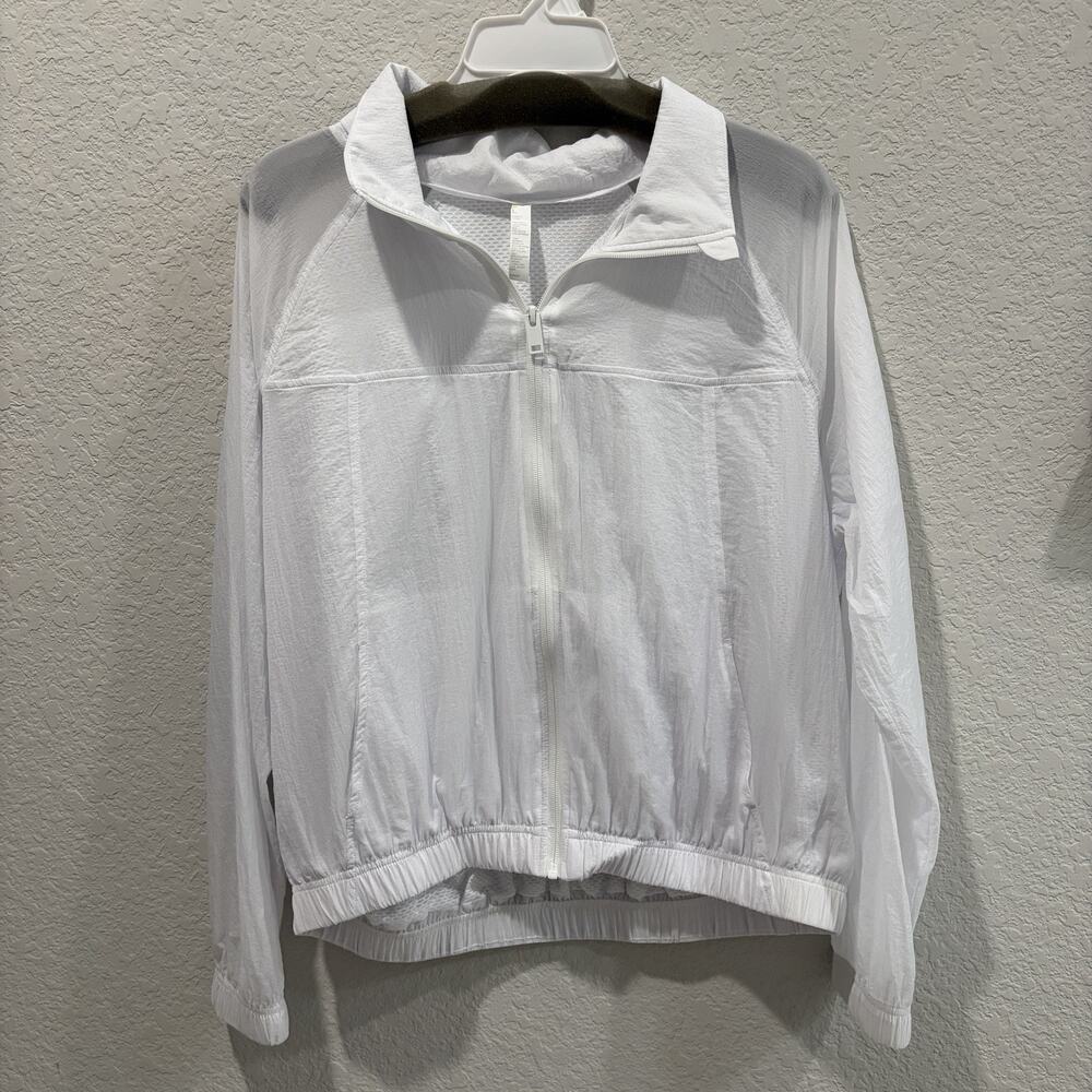 Zella White Lightweight Zip Up Jacket Mesh Back Athletic Women’s L